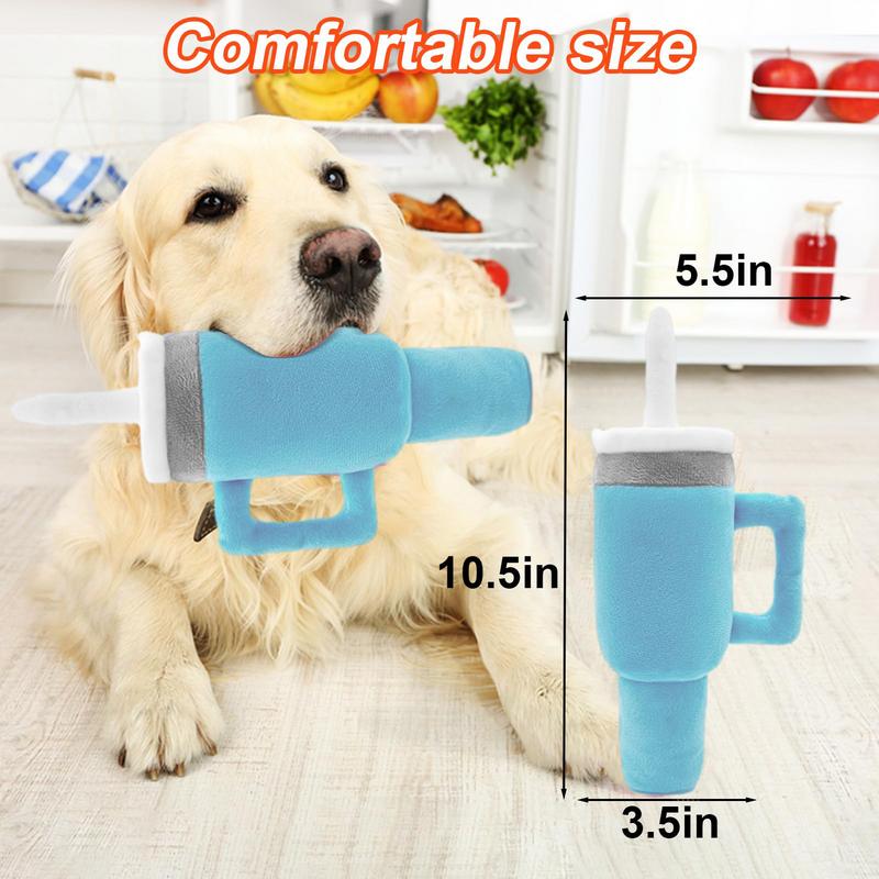 Dog Toy Plush Coffee Cup Chew Toy Durable Pet anti Bite & Plush Toys Soft Squeaky Dog Chewing Fun Toy for Puppy Oral Care