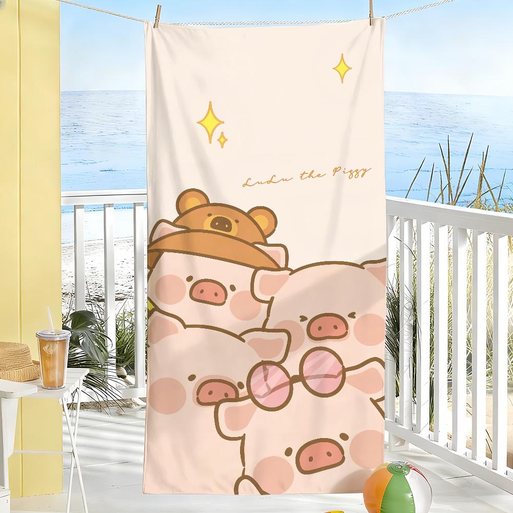Süßes L-LuLu Das Schweinchen Cartoon Handtuch Weich Pool Geschenk Für Reise Fitnessstudio Dusche Camping Schnelltrocknend Sport Große Strandhandtücher