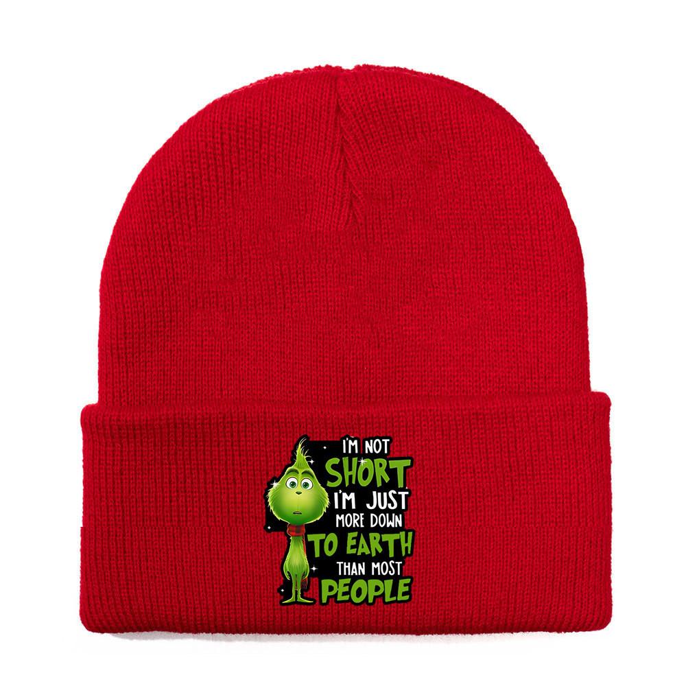 The Grinch Print Knit Hat With Earmuff Protection For Winter Warmth And Unisex Use