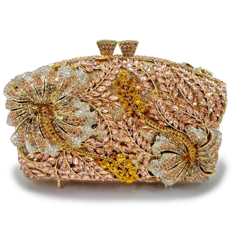 Sac de soirée pour femme à fleurs et diamants Sacs à main Nouveau Cristal Mariage de mariée Strass Pochette Sacs WHTUOHENG Sacs à main Pochette de soirée