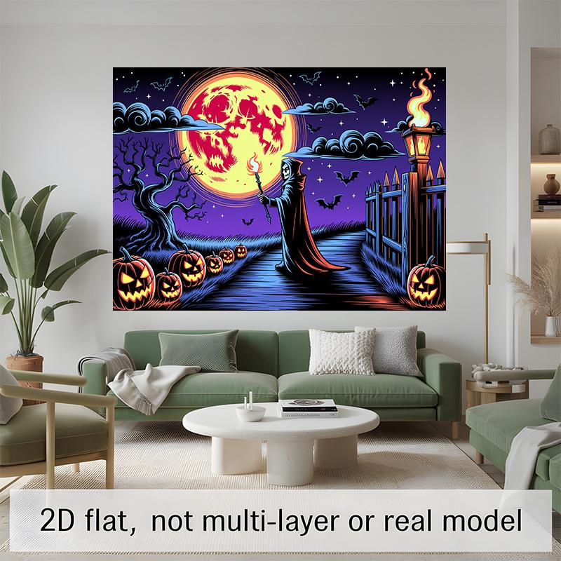 Party Backdrop Halloween Moon Flat Banners Spooky Skeleton Pumpkin Celebrations Wedding Photo Booth Decor Front Door Decor