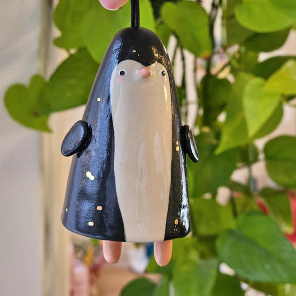 New Cute Ceramic Bells Collection Cartoon Craft Handmade Wind Chimes Simple Yard Pendant Home Decoration