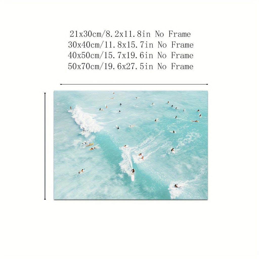 1pc Dynamic Aerial Surfers Canvas Wall Art - Frameless, Minimalist Beach & Ocean Scene Print for Living Room, Bedroom, Dorm | Mo
