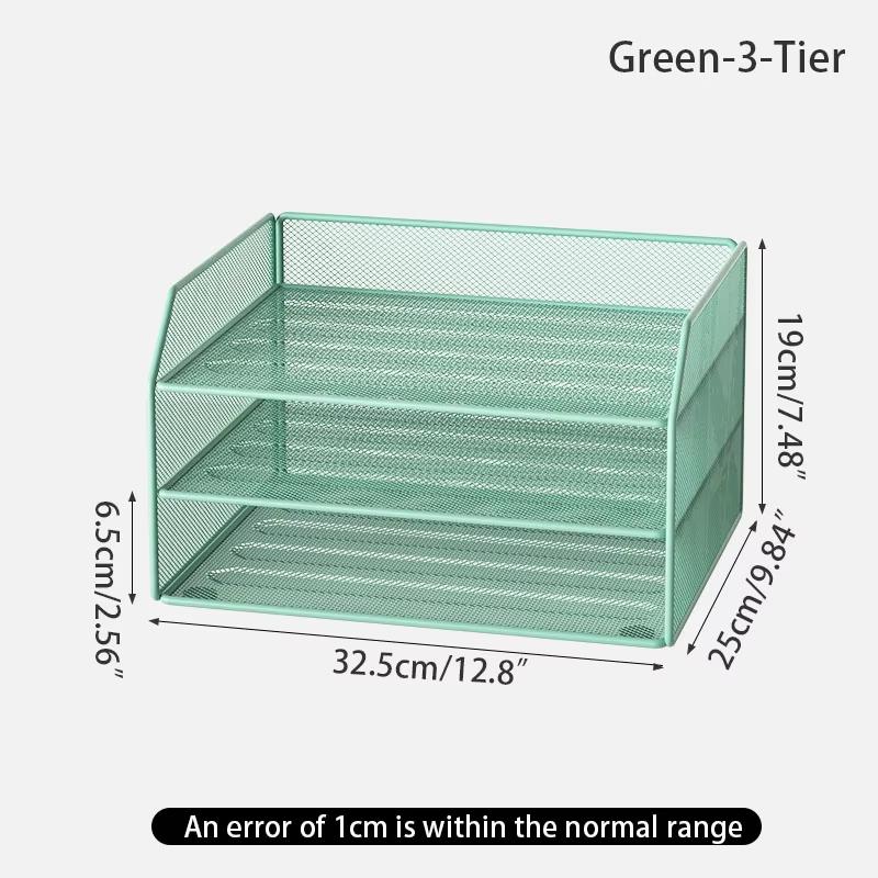 

White Metal Desktop Storage Organizer Shelves with Hooks|Super Large Classified Capacity|Fine Grid Ventilation|Space-Saving