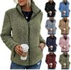 Women's Stand Collar Solid Color Long Sleeve Zipper Plush Hoodie Jacket