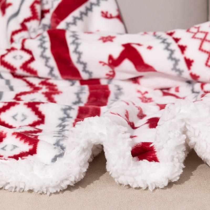 Blanket Double Layer Facecloth Blanket Thickened Sherpa Lamb Flannel Sofa Cover Blanket Christmas Winter Fuzzy Thick Warm Soft Throw Sofa Decoration
