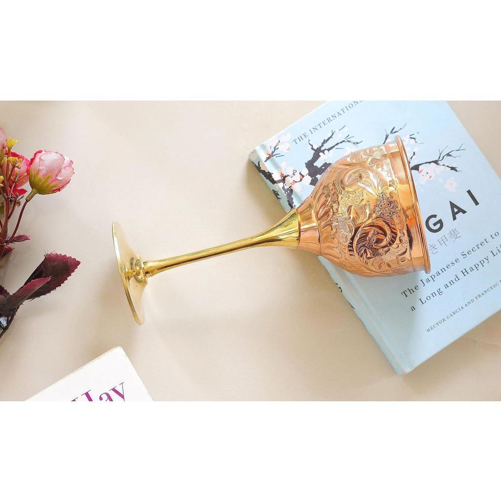 Weinglas mit Kupfer-Blumendesign und Messingständer 290 ML - Trinken Servieren Weinbar Hotel Restaurant