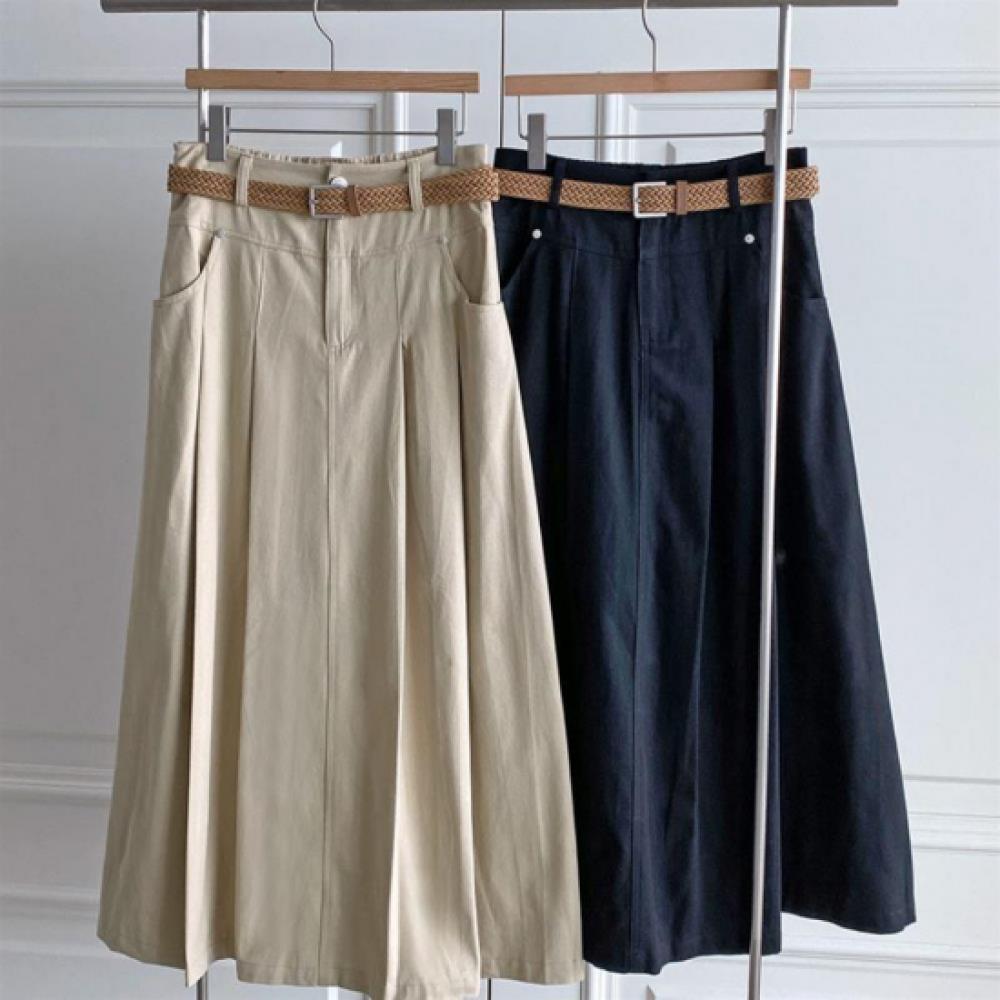 New Arrivals Open Run Women Belt Long Skirt