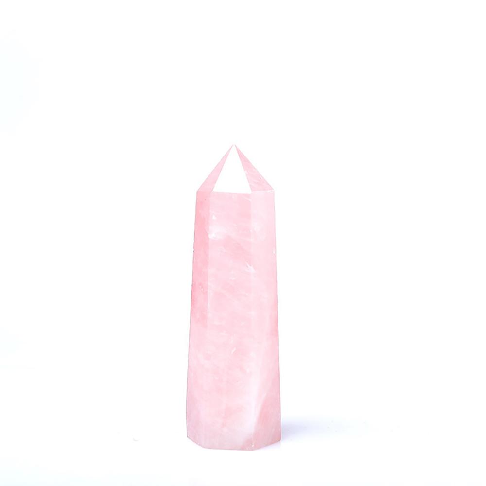 1 Pièce Cristal de Quartz Rose Naturel Pointe Cristal Rose Colonne Polie à la Main Hexagonal Obélisque Pour Décoration d'Intérieur Artisanat Cadeaux (as the picture,70-80mm)