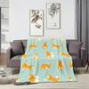 Artwork S-Shiba Inu Daily Throw Lightweight 240g Flannel Blanket Soft Skin-friendly for Summer Cooling