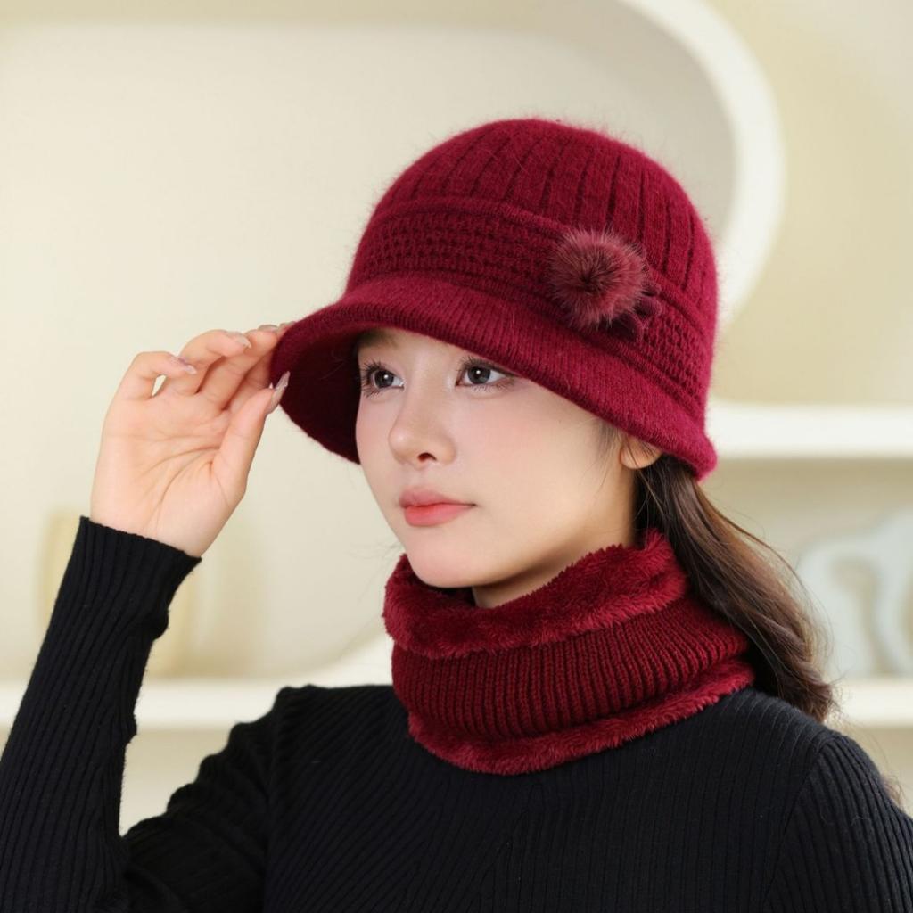 New Autumn and Winter Mother Hat Cold-proof and Warm Knitted Hat Fashionable Hat Fashionable Hat Plus Velvet