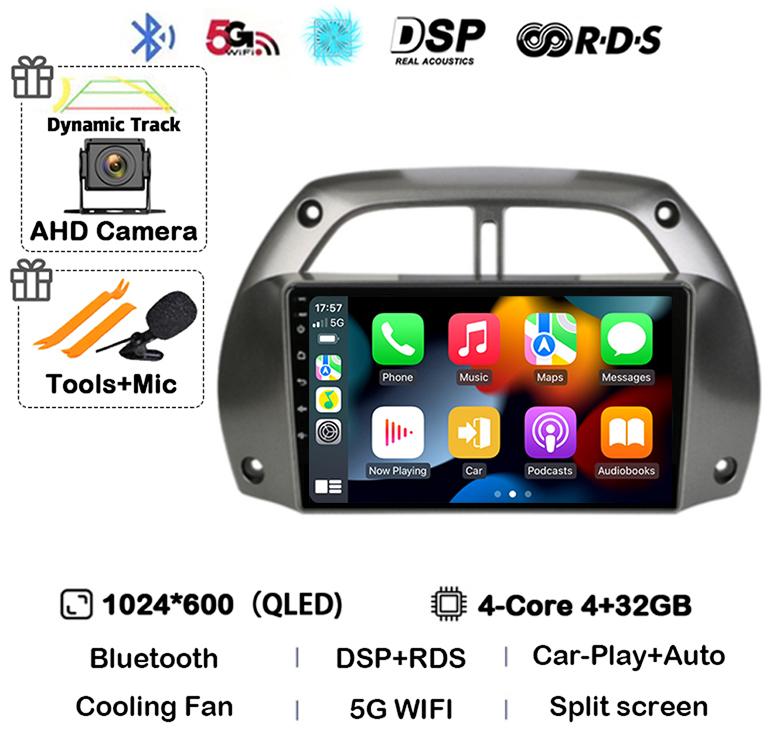 Android 14 CarPlay Auto WIFI+4G For Toyota RAV4 Rav 4 2001 2002 2003 2004 2005 2006 DSP Car Radio GPS Multimedia Player Stereo