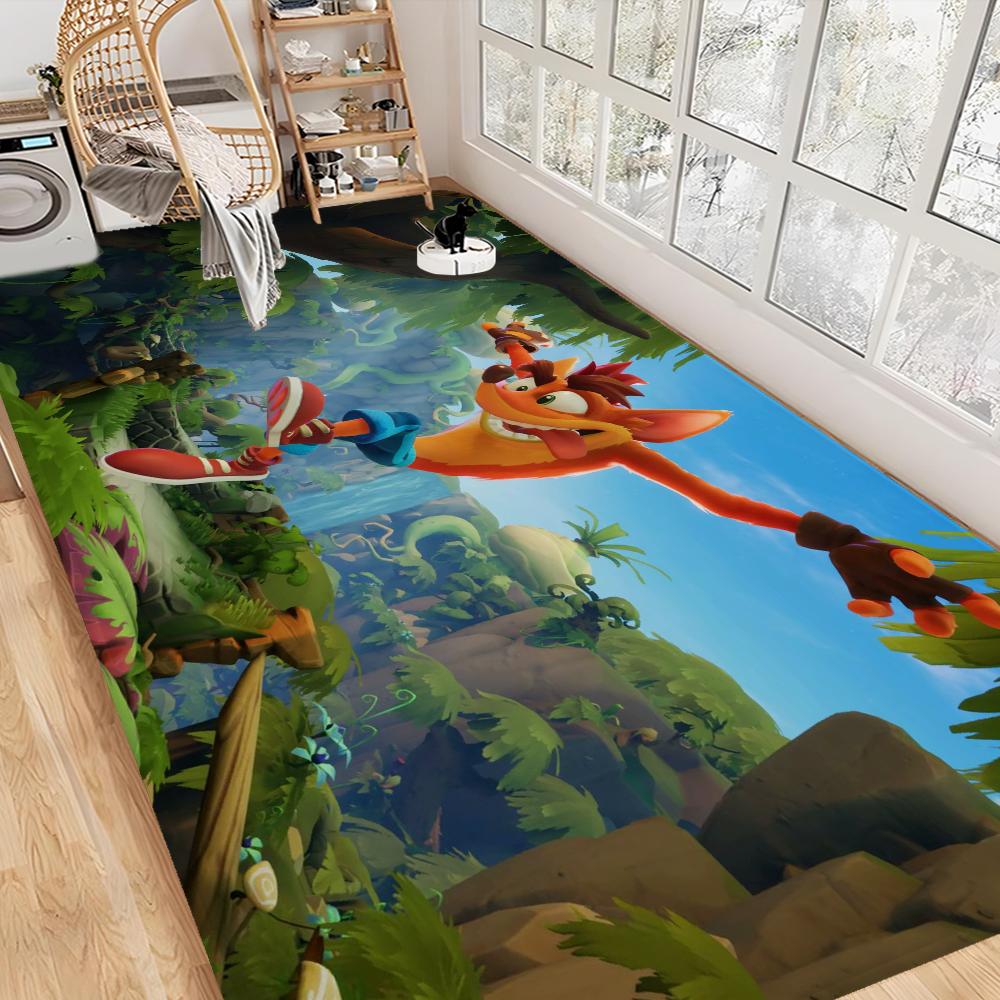 Video Game C-Crash B-Bandicoot Floor Mat INS Style Soft Bedroom Floor House Laundry Room Mat Anti-skid Household Carpets