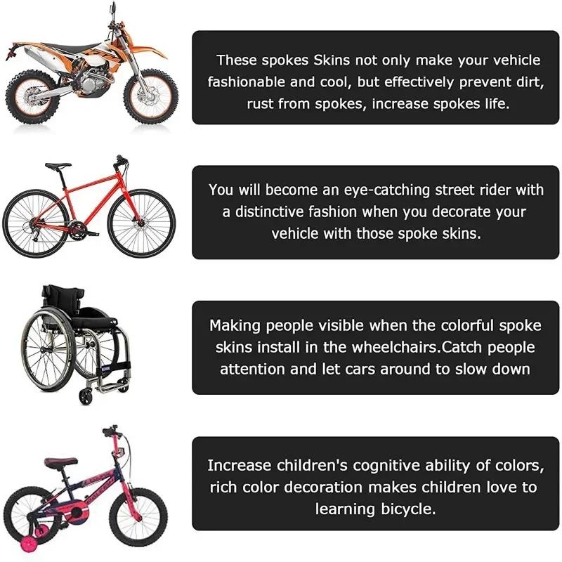 Universal Motocross Spoke Wraps 72PCS Multicolor Scratch-proof Dirt Bike Wheel Rim Spoke Covers for Riding Decoration