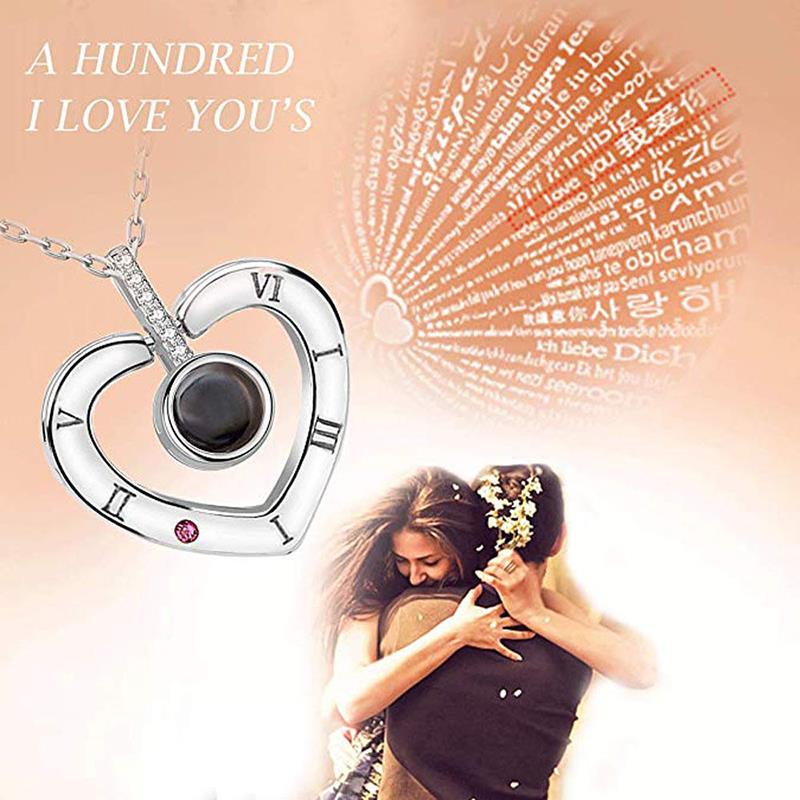 I Love You Projection Necklace Women's High-end Peach Heart