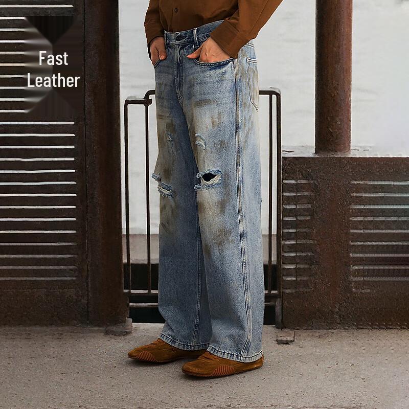 

Мужские джинсы из денима свободного кроя с прямыми штанинами на осень 2024 года M