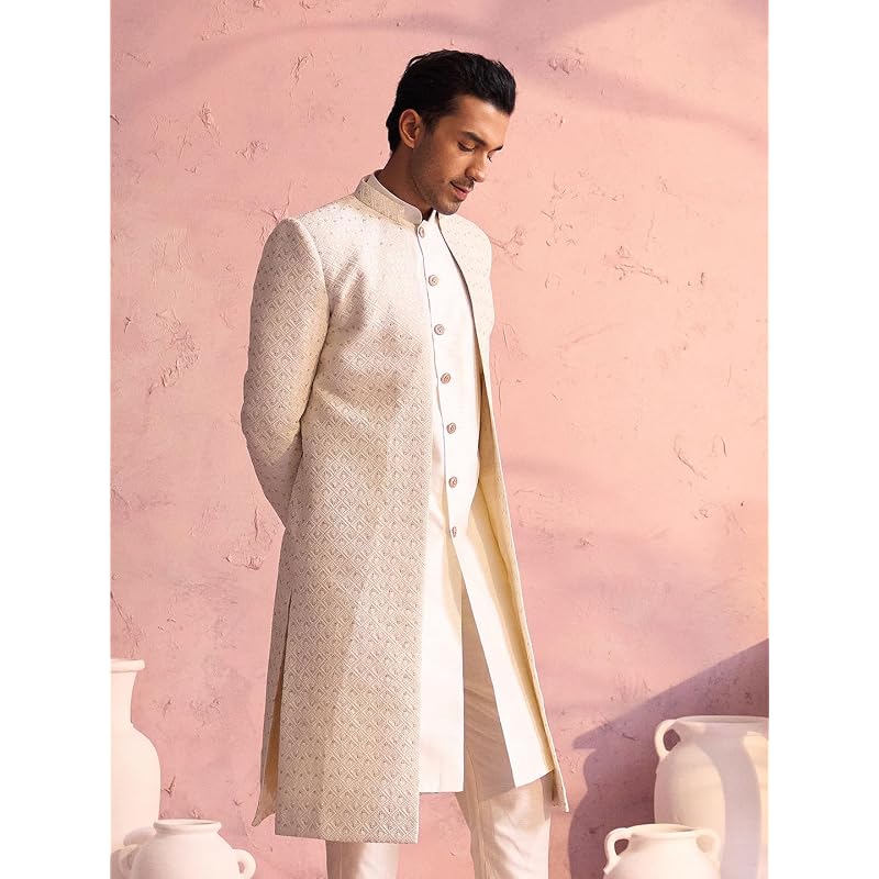 VASTRAMAY Mens Silk Blend Sherwani Only