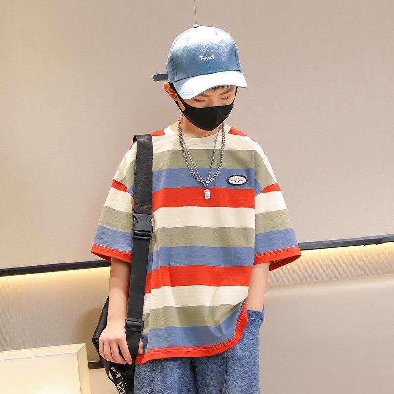 Moonkids Boys  2026 Striped Short Sleeve T-Shirt 150cm