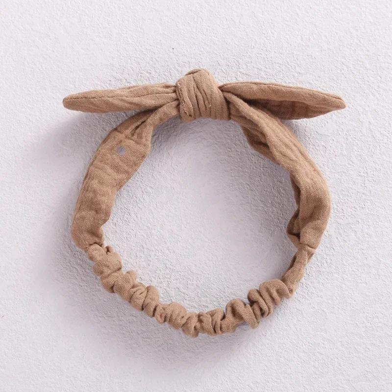 Baby Elastic Hair Bands Girl Headband Cotton Linen Kids Headwear Knot Hair Accessories Toddler Rabbit Ear Turban Playa Ties Soft
