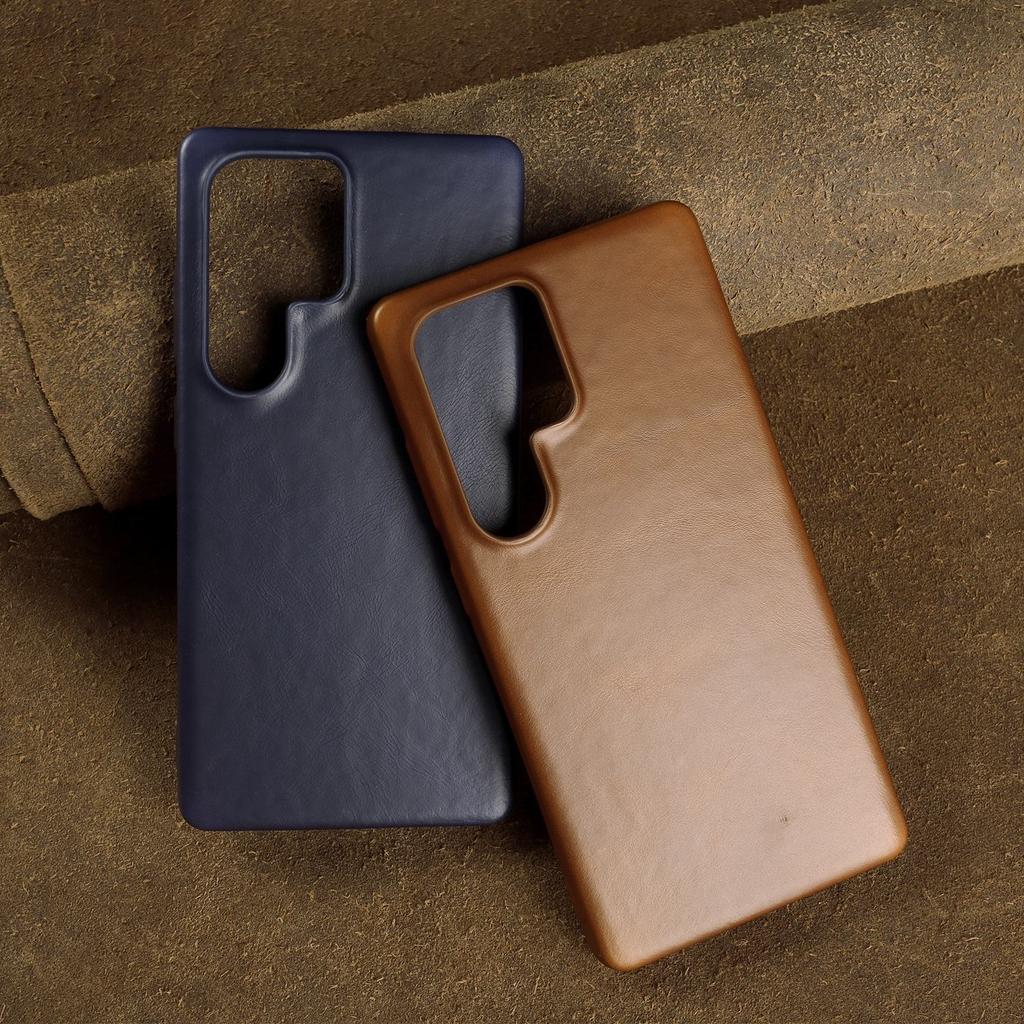 Full Wrapped Magnetic Genuine Leather Phone Case For Samsung Galaxy S25 Edge Cases S24 S23 S22 S21 S26 Wireless Charging Cover