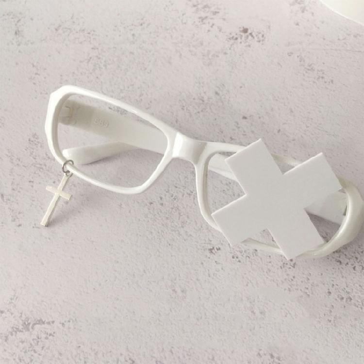 Anime Cosplay Costume Subcultures Crucifix Glasses Frame Funny Novelty Eyewear Gothic Crosses Glasses Frame White