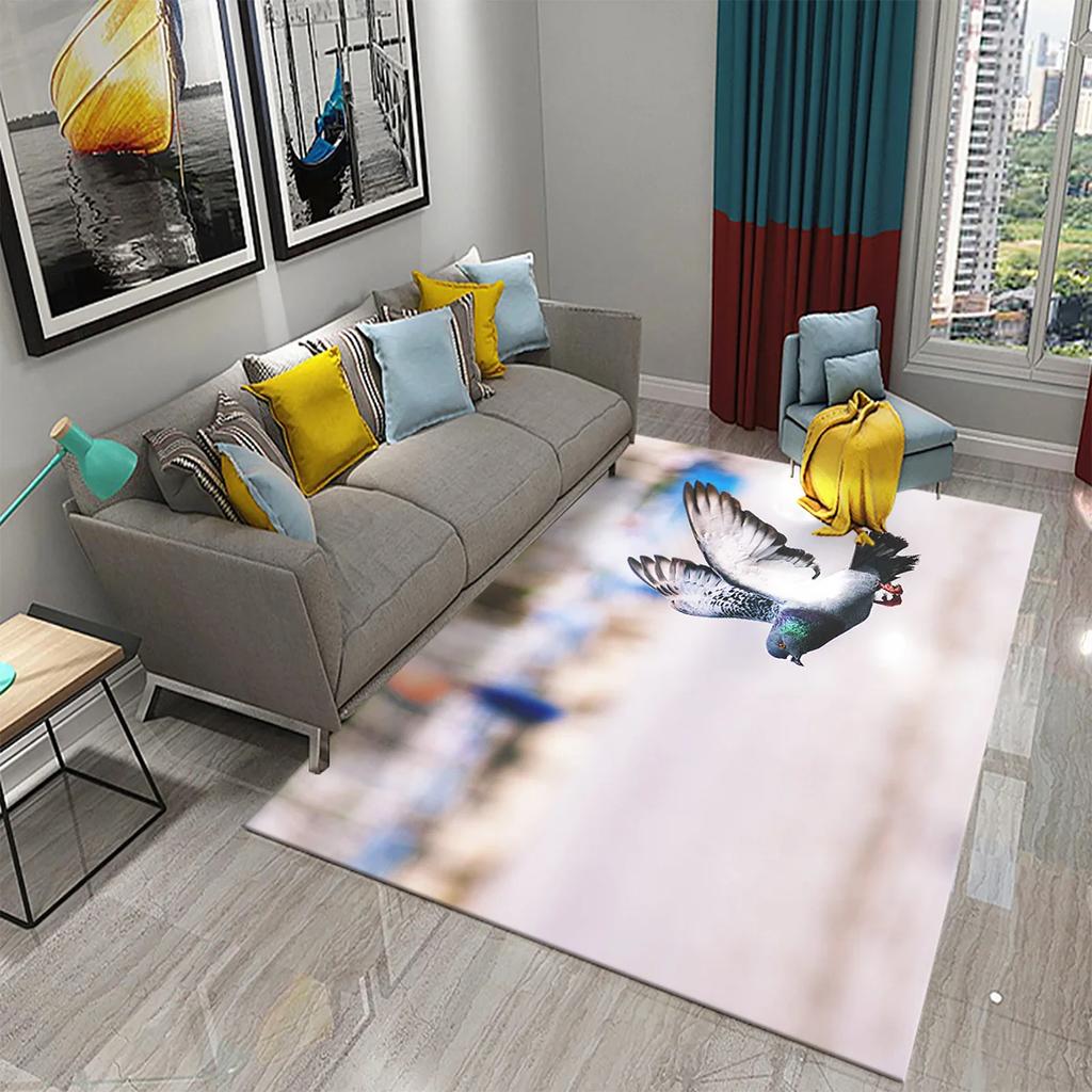 3D White Peace Pigeon Carpet Symbol of Peace Rugs for Bedroom Living Room Decor Floor Welcome Rugs Bathroom Door Non-Slip Rugs