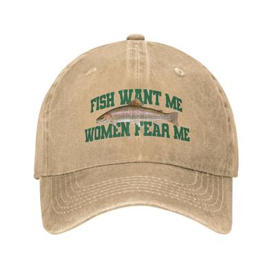 Vissen Willen Mij Vrouwen Vrezen Mij Mannen Vrouwen Baseballpetten Visserij Grappen Verweerde Denim Petten Hoed Zomer Cadeau Snapback