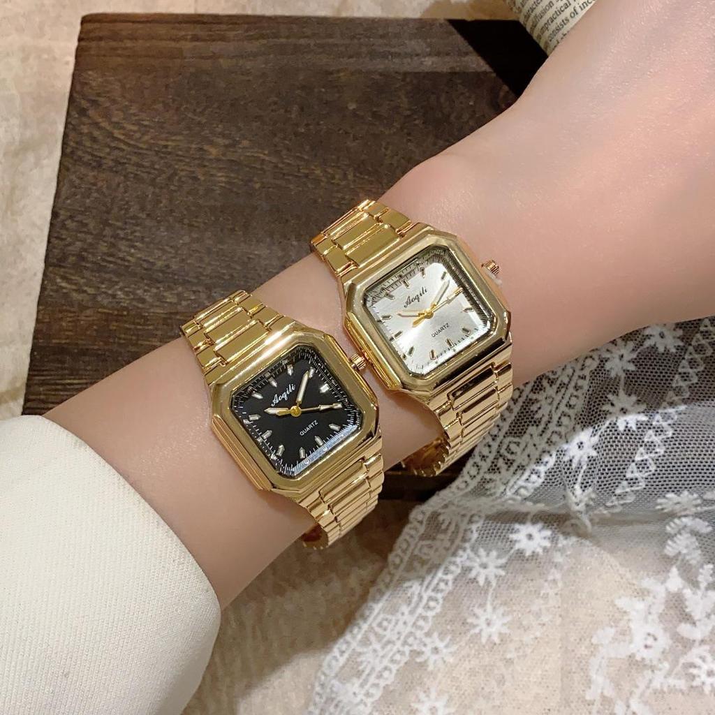 Elegant Gold Square Women's Quartz Watch - Chinese Style Business & Student Wear