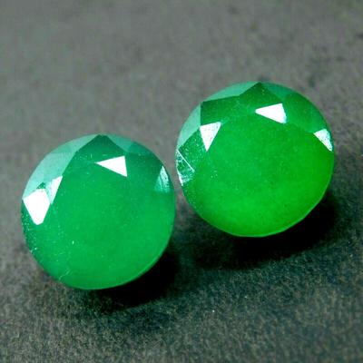Natural Green Emerald Loose Gemstone 15 Ct Colombian Round Cut Pair for Jewelry for Jewelry Designs