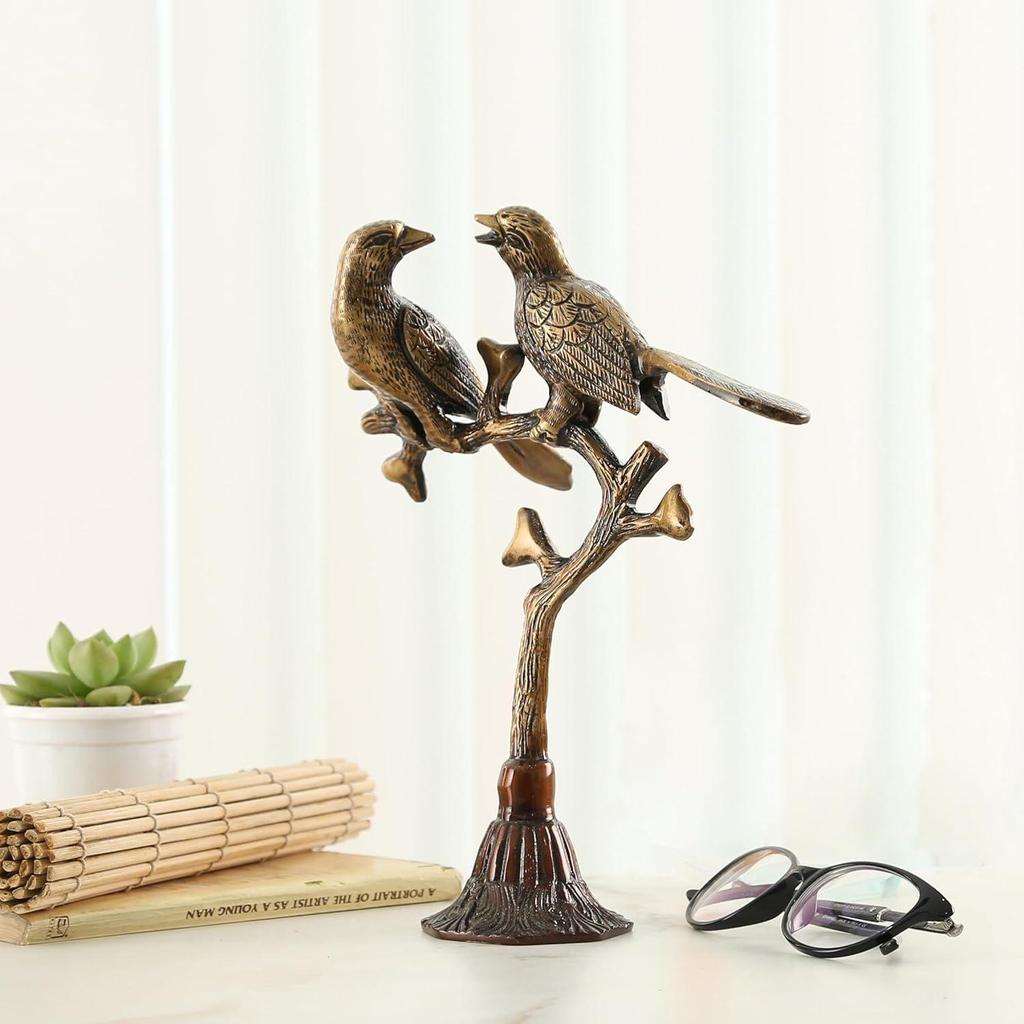 Brass Love Birds on Tree Showpiece for Home Decor, 9 Inches, Home Decor Show Piece, Figurines for Home Decor, Home Decor Artifacts