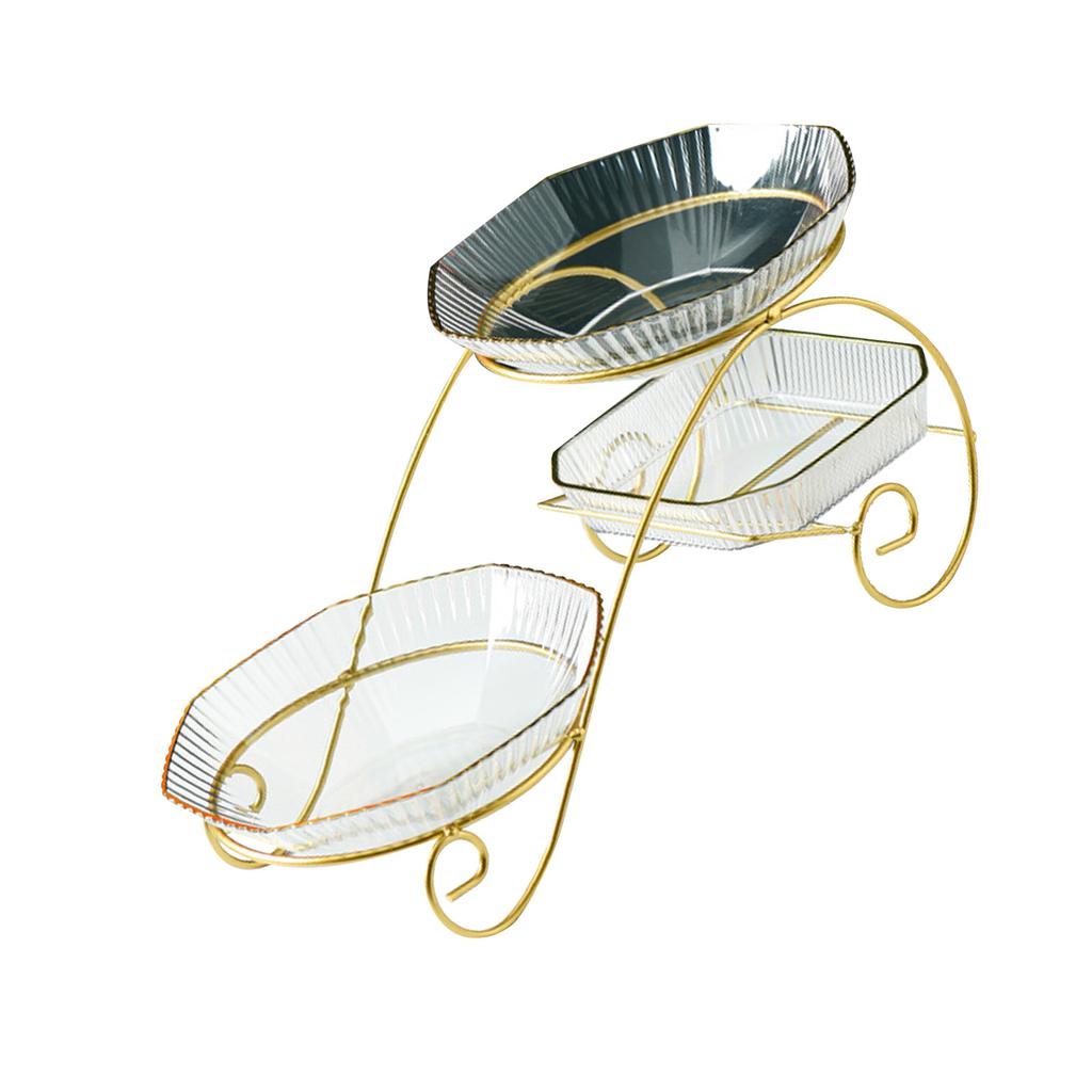 3-stöckiger Obstständer Leichter Luxus Transparent Wohnzimmertisch Obstteller Haushalt Trockenobstschale Weiß