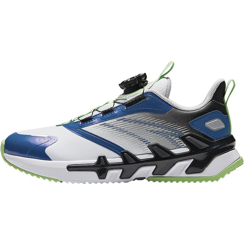 Anta Kids Synthetic Leather Comfortable Physical Test Lightweight Shock Absorption Low Top Running Shoes Kids sneaker White Blue A12435532N-1