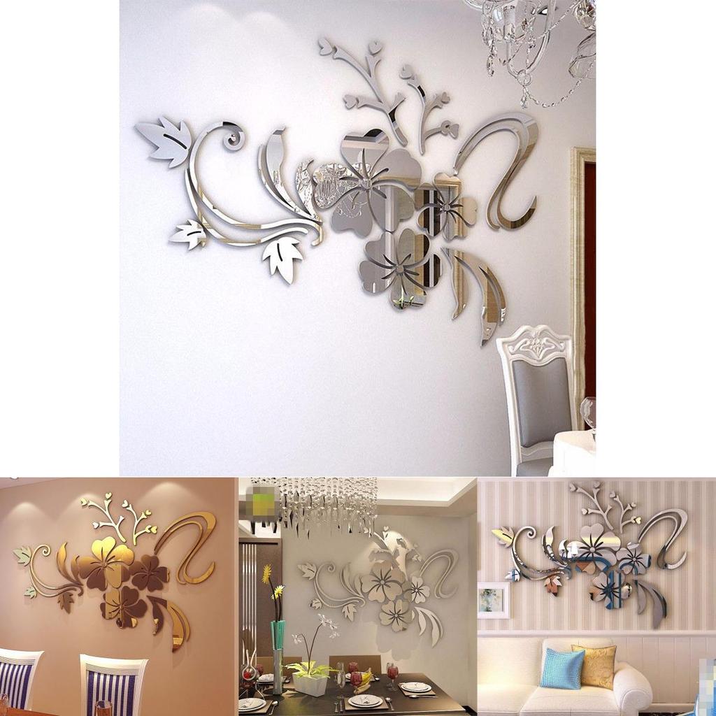 Exquisite Removable 3d Mirror Flower Art Wall Sticker For Stunning Home Decoration