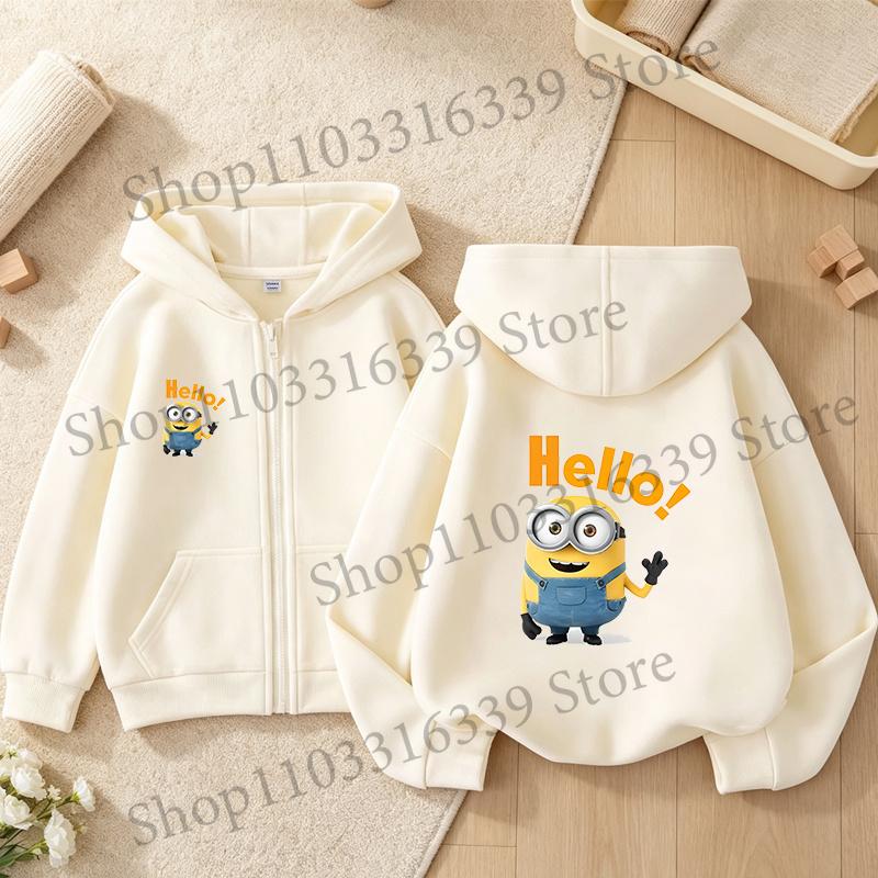 New Minionses Kids Zipper Hoodies Coats Girl Boy Sweatshirt Clothes Long Sleeve Harajuku Pullovers Casual Hooded Tops GIFT 2026