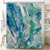 Abstract Watercolor Shower Curtain Blue Marble Design for Bathroom Decorations Customizable Size Material Options Available on A