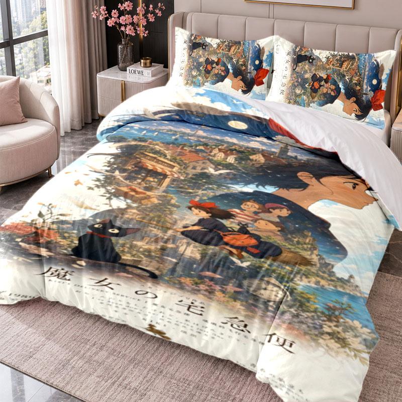 Kiki's Delivery Service Jiji 3Pcs Bedding Set Duvet Cover With Two Pillowcases For Bedroom Home Decoration