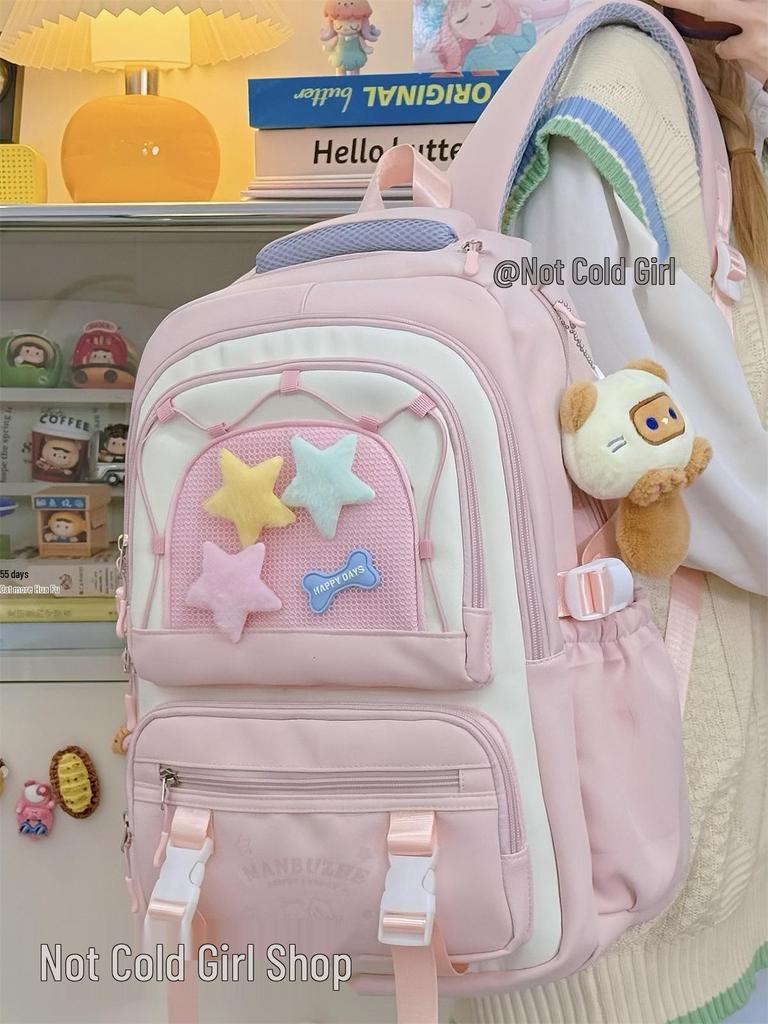 Large Capacity College Style Backpack for Girls - Cute School Bag for Middle & High School Students
