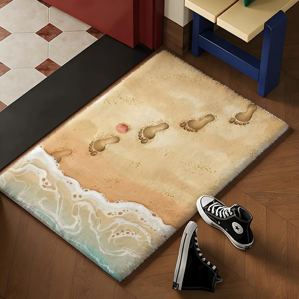 Beach Sand Floor Mat Soft Flannel Rug Non-Slip Absorbent Mat For Bathroom Bedroom Home Decor