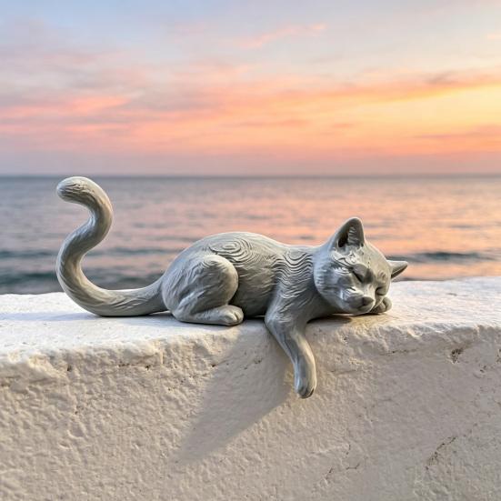 Lazy Sleeping Cat Figurine 3D Printing Soft Cute Desk Ornament Simulation Modeling Desk Ornament for Monitor Hanging