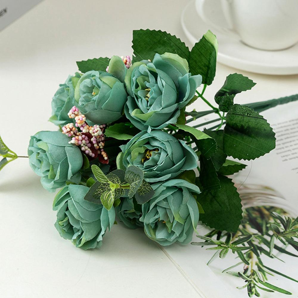 

10 Heads Real Happy Love Rose Flower 6 Colors Photography Photo Gift Natural Simulated Rose Buds Valentine s Day Flowers синий