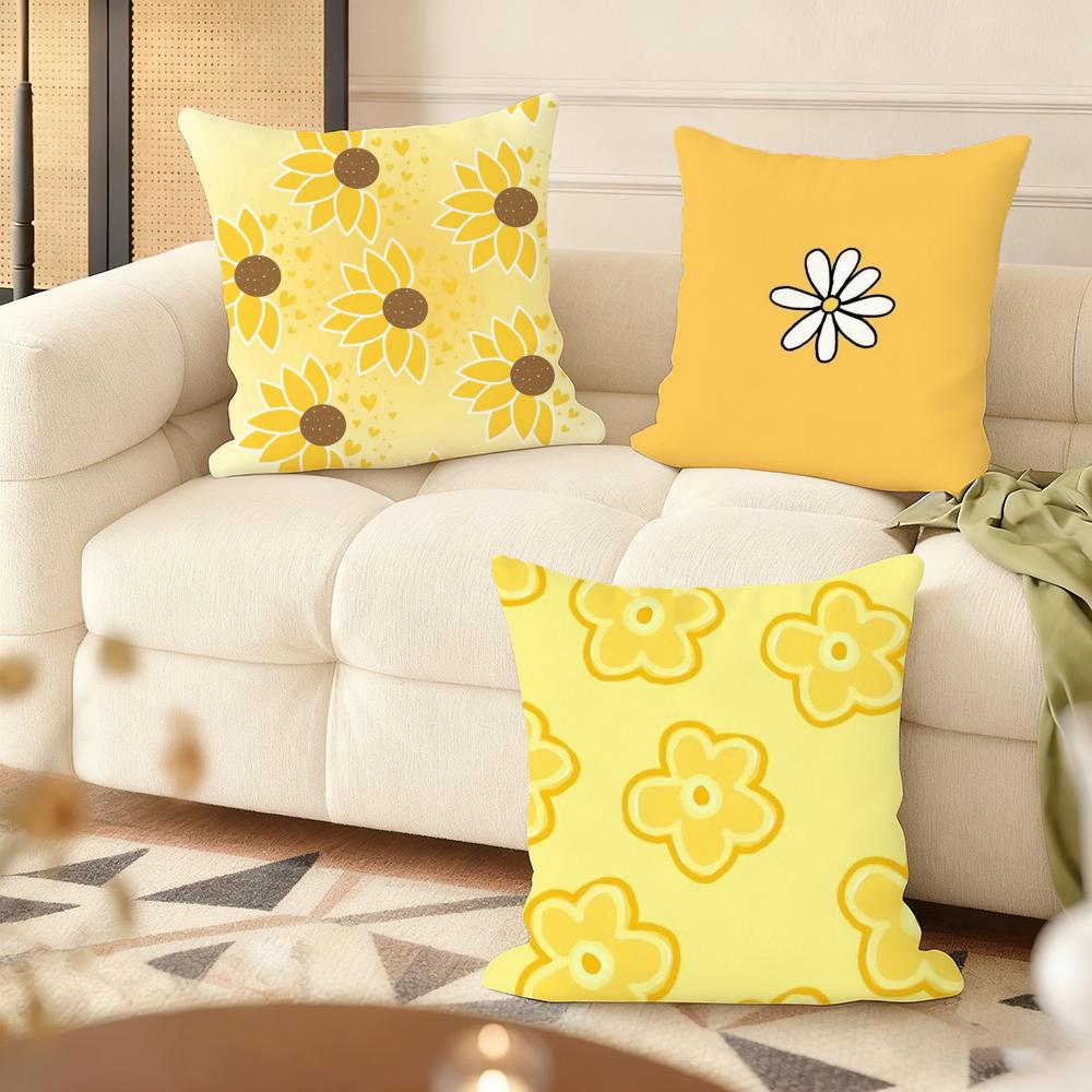 Yellow Printed Cushion Cover Soft Plush Throw Pillow Cover DoubleSided Decorative Cushion Case Sofa Bedroom Home Decor