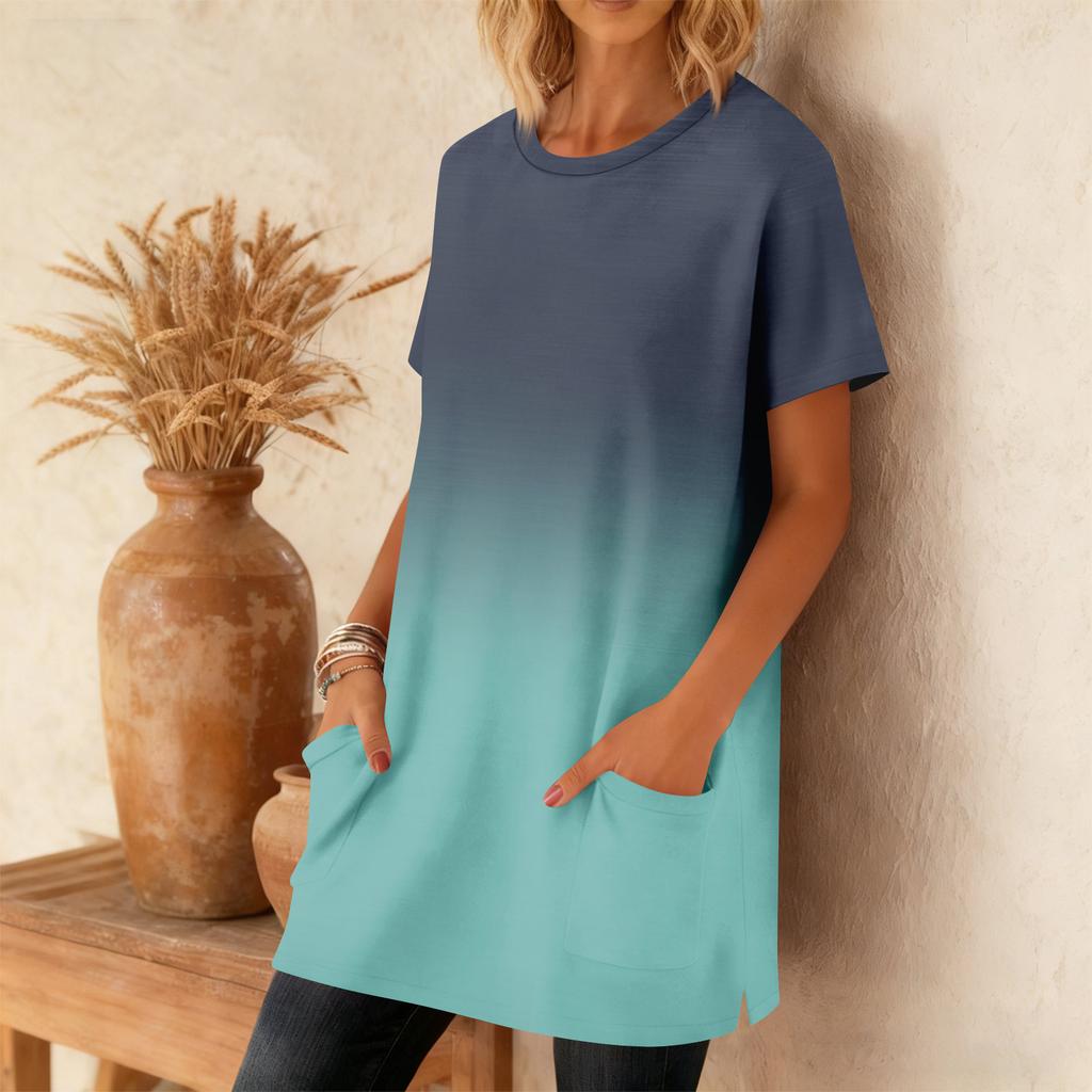 Top casual da donna alla moda a maniche corte con stampa floreale