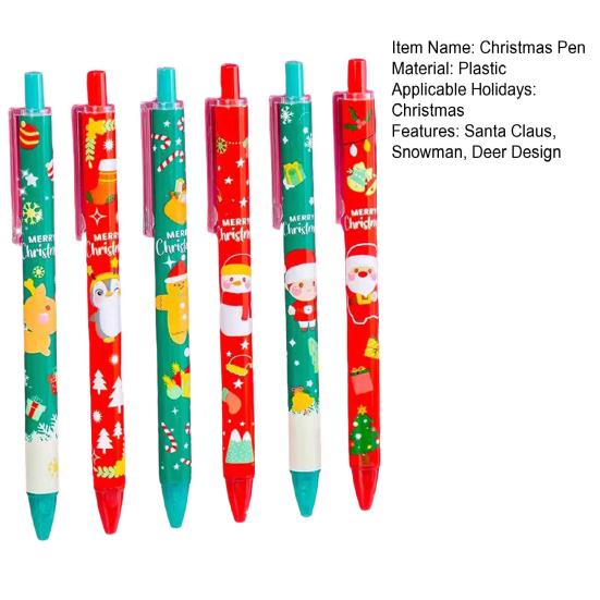 6Pcs Christmas Gel Pens Various Festive Patterns Push-Type Christmas Pens Stationery Supplies Christmas Party Favors