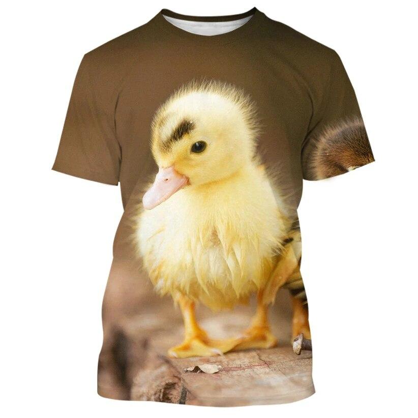 Trička Funny Animal Pet Duck 3D tisk Muži Žena Roztomilé tričko s krátkým rukávem Streetwear Oversized Harajuku Dětské Top Trička Oblečení