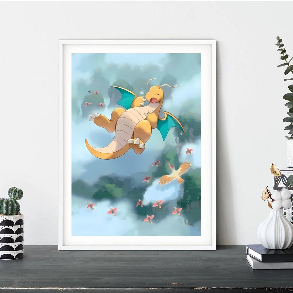 Eeveelutions Decorative Painting Cute Eevee and With Floral Elements High  Quality Wall Art for Home Decor Classic