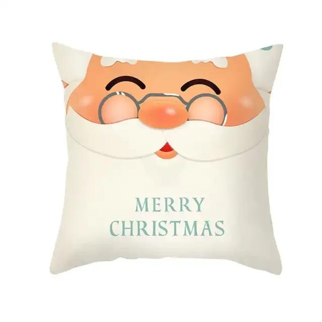 Cute Cartoon Santa Claus Christmas Decoration Print Pattern Cushion Cover Home Living Room Sofa  Pillow