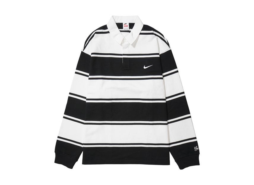 Supreme Nike Stripe Rugby Black L