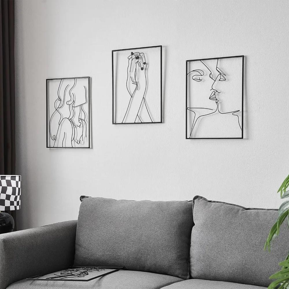 Nowoczesny minimalistyczny wystrój domu: Oszałamiająca abstrakcyjna sztuka ścienna do salonu Abstrakcyjny rysunek linii Metalowa sztuka żelazna