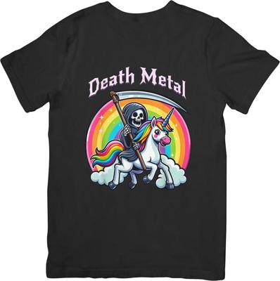 Dood Heavy Metal Muziek Geschikt voor Mannen & Vrouwen Kwaliteit Katoenen T-shirt Zwart