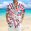 Herre Casual Casual Independence Day Print Kortarmet Skjorte